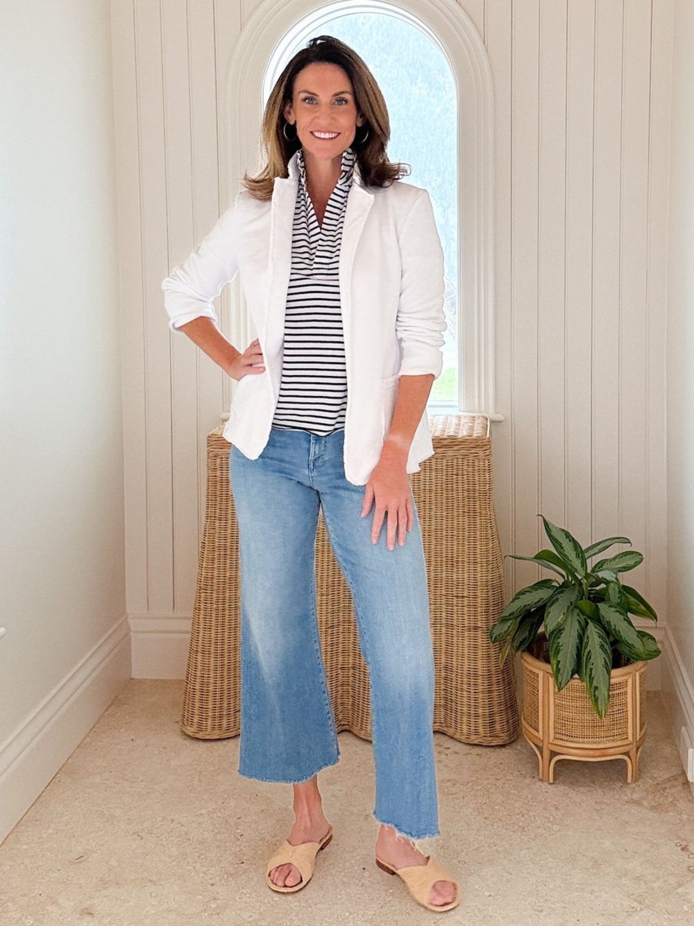 NWOT FRANK & EILEEN Dublin Blazer White 100% Cotton